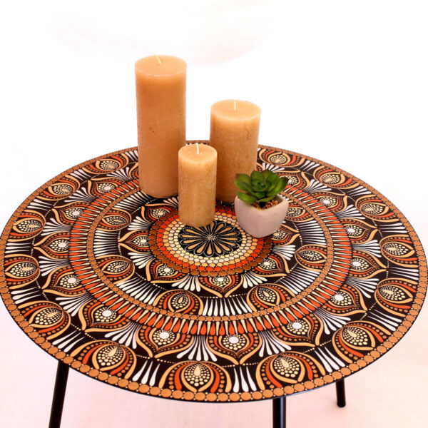 Beistelltisch mit Grün- Blau Dotmandala Motiv