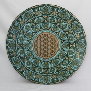 Smaragdlicht – Mandala mit Blume des Lebens (50 cm)